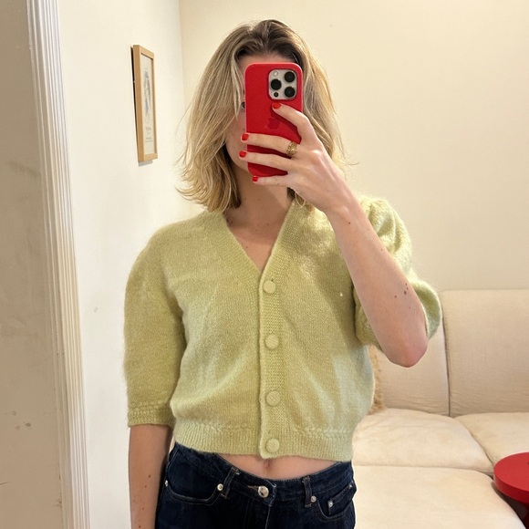 Rouje Women's Pistachio Green Half Sleeve Cardigan - Picture 5 of 7